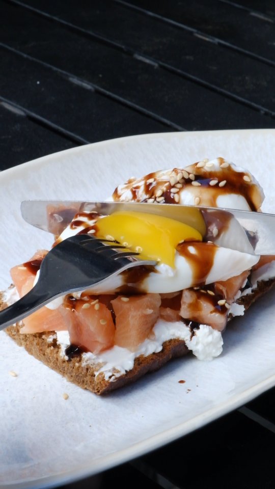 Salmon Toast with Poached Egg